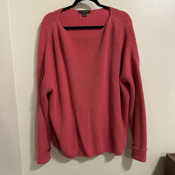French Connection Tunic Sweater Oversized Cotton Pink Bohemian Cozy‎ Textured - Picture 1 of 5